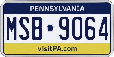 PA license plate MSB9064