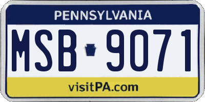 PA license plate MSB9071