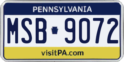 PA license plate MSB9072