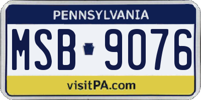 PA license plate MSB9076