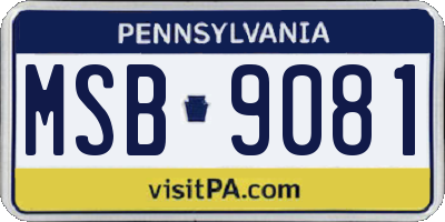PA license plate MSB9081