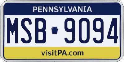 PA license plate MSB9094