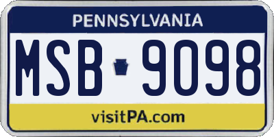 PA license plate MSB9098