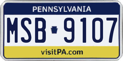 PA license plate MSB9107