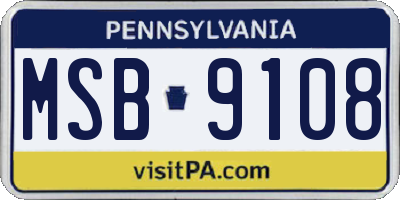 PA license plate MSB9108