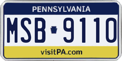 PA license plate MSB9110