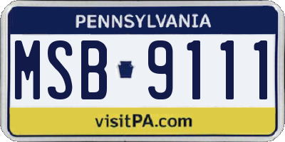PA license plate MSB9111