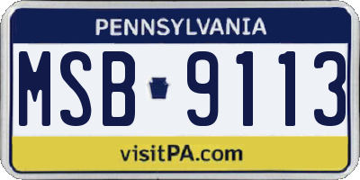 PA license plate MSB9113