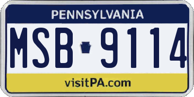 PA license plate MSB9114