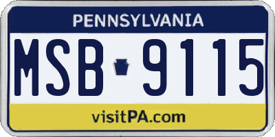 PA license plate MSB9115