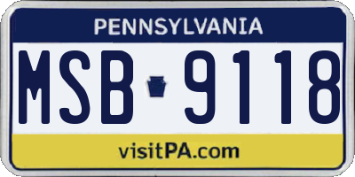 PA license plate MSB9118