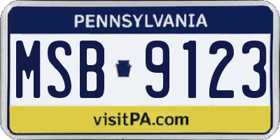 PA license plate MSB9123