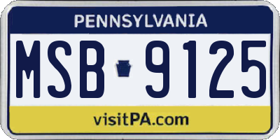 PA license plate MSB9125