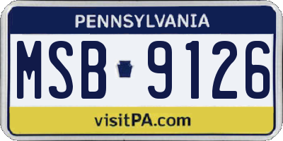 PA license plate MSB9126