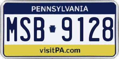 PA license plate MSB9128