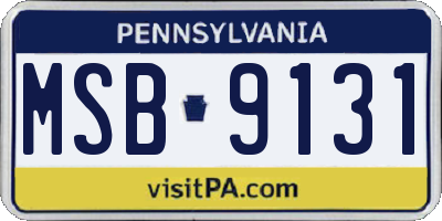 PA license plate MSB9131