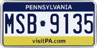 PA license plate MSB9135