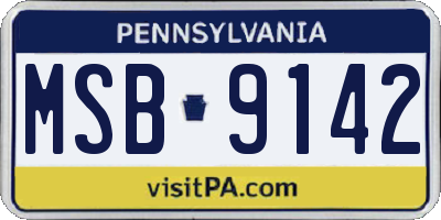 PA license plate MSB9142