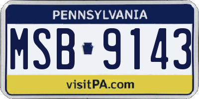 PA license plate MSB9143