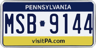 PA license plate MSB9144