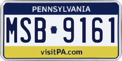 PA license plate MSB9161