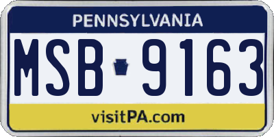 PA license plate MSB9163