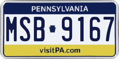 PA license plate MSB9167
