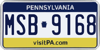 PA license plate MSB9168
