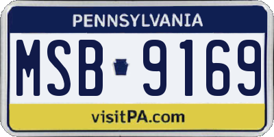 PA license plate MSB9169