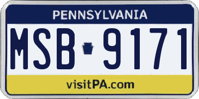 PA license plate MSB9171