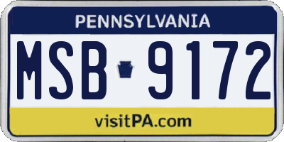 PA license plate MSB9172