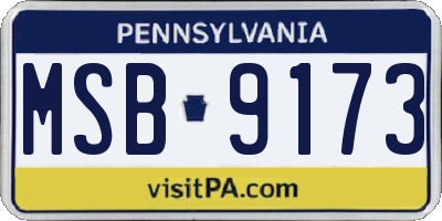 PA license plate MSB9173