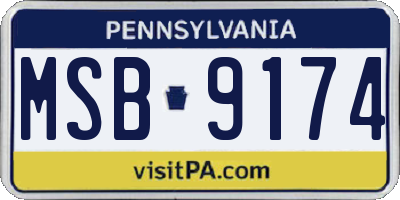PA license plate MSB9174