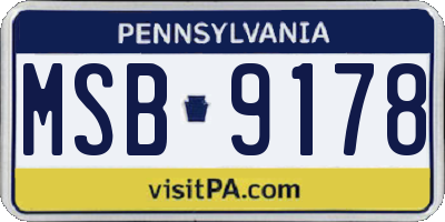 PA license plate MSB9178