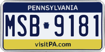 PA license plate MSB9181