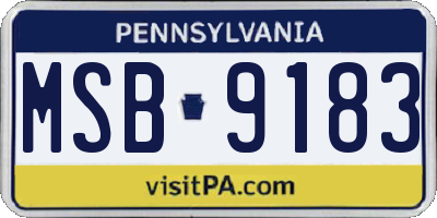 PA license plate MSB9183