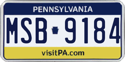 PA license plate MSB9184