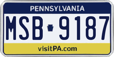 PA license plate MSB9187