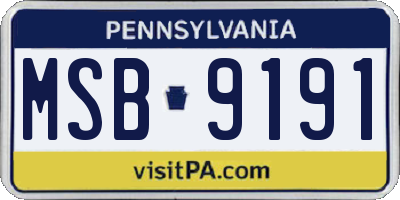 PA license plate MSB9191
