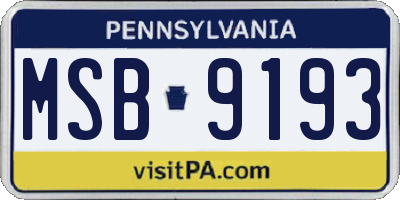 PA license plate MSB9193