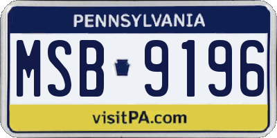 PA license plate MSB9196