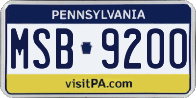 PA license plate MSB9200
