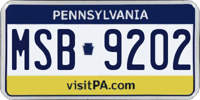 PA license plate MSB9202