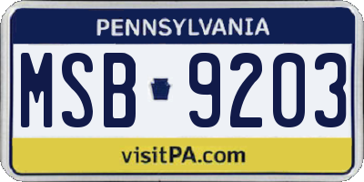 PA license plate MSB9203