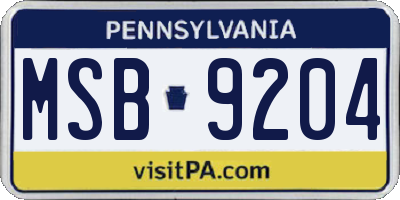PA license plate MSB9204