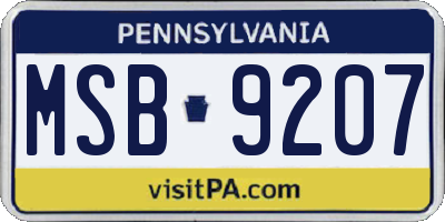 PA license plate MSB9207