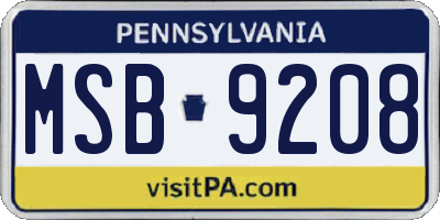 PA license plate MSB9208