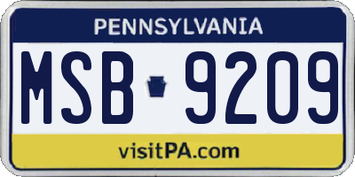PA license plate MSB9209