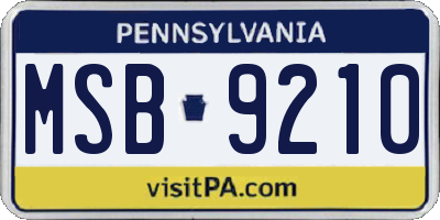 PA license plate MSB9210