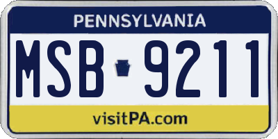 PA license plate MSB9211